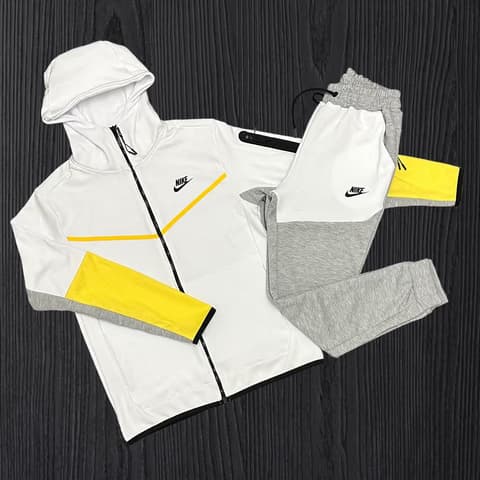 Nike Bijela Trenerka Tech Fleece (Sa Žutom Gumom)