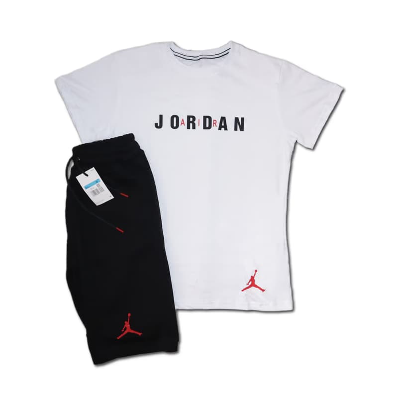 Jordan Bijela Majica Crni Šorc - slika 1